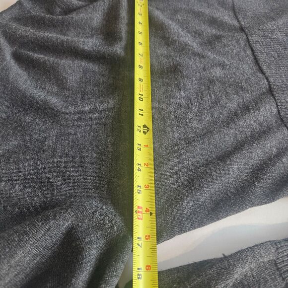 Nanette Lepore M 100% Merino Wool Velvet Ribbon Zip Up Cardigan Pockets Grey - Picture 7 of 8